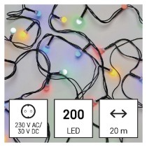 LED vánoční cherry řetěz – kuličky, 20 m, venkovní i vnitřní, multicolor, časovač EMOS D5AM03