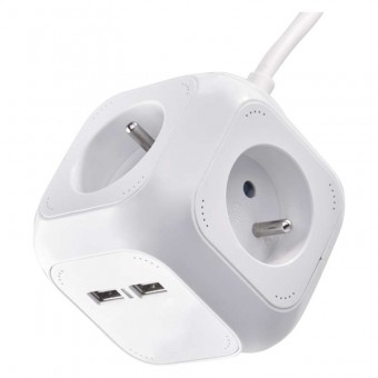 prodlužka kostka 4-zásuvka/1,9m + 2x USB Emos P04119U