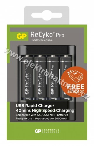 nabíječka baterií GP USB U421+4AA GP ReCyko+PRo PROF *B0421***