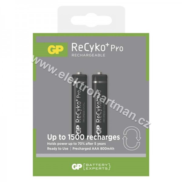 baterie nabíjecí tužková AAA GP ReCyko+ PRO HR03 800mAh, blistr 2ks *B0818