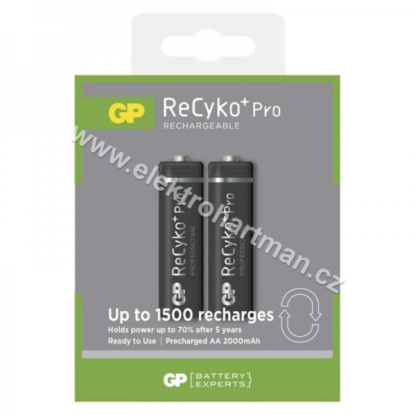 baterie nabíjecí tužková AA GP ReCyko+ PRO HR6 2000mAh, blistr 2ks *B0827