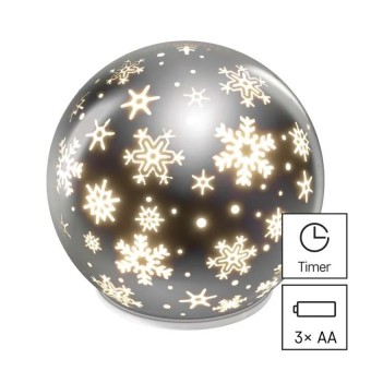 LED vánoční skleněná koule – vločky