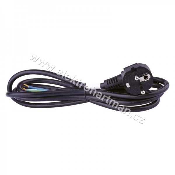 kabel flex 3x0,75/2m H05VV-F černá úhlová vidlice S18372
