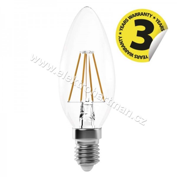 žárovka LED EMOS Filament Candle 4W E14 teplá bílá 465lm 360° *Z74210