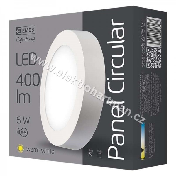 svítidlo LED EMOS přisazené, kruh 6W 360lm 3000K teplá bílá *ZM5121***