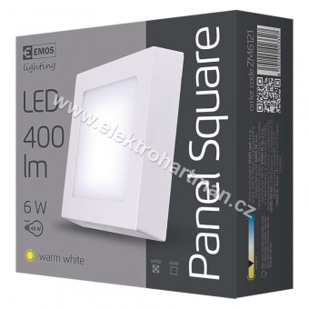 svítidlo LED EMOS přisazené, čtverec 6W 360lm 3000K teplá bílá *ZM6121