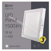 svítidlo LED EMOS přisazené, čtverec 18W 1500lm 4000K neutrální bílá ZM6142