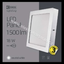 svítidlo LED EMOS přisazené stříbrné, čtverec 18W 1500lm 4000K *ZM6242