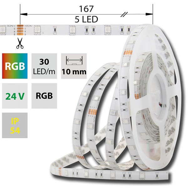 pásek LED ML-128.587.60.0 IP54 30LED/m, 24V DC, SMD5050 RGB, 10mm