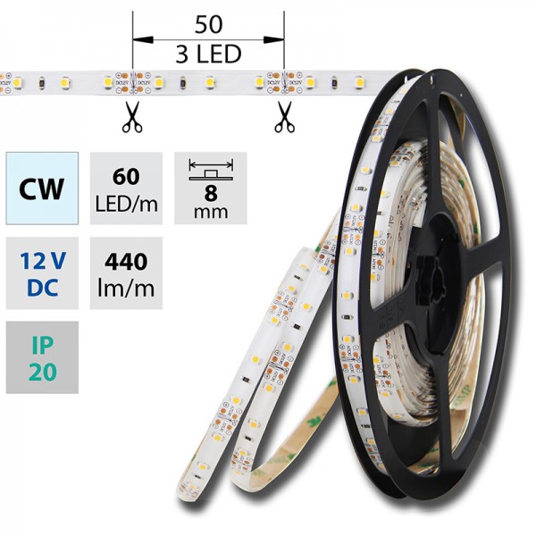 pásek LED ML-121.206.60.2  60LED, 4,8W/m, stud.bílá, IP20 bal50m