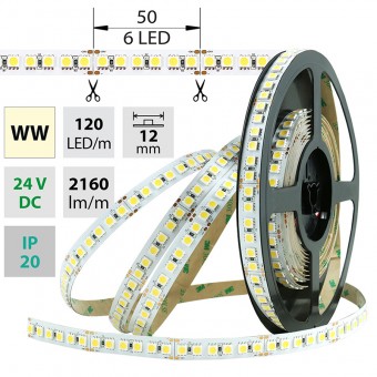 pásek LED ML-126.670.60.2, IP20, 120LED/m, 28,8W, 2160lm/m, DC 24V, 12mm, teplá bílá