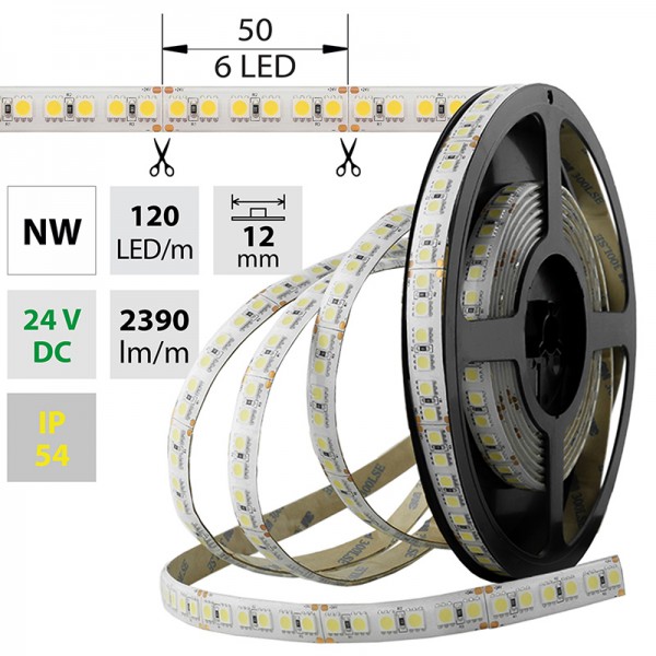 pásek LED ML-126.681.60.0, IP54, 120LED/m, 28,8W, 2390lm/m, DC 24V, 12mm, neutrální bílá 4200K