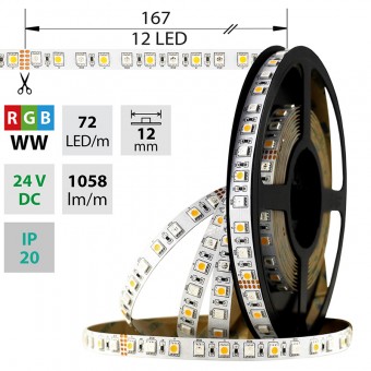 pásek LED ML-128.633.60.0 IP20 17,3W/m, RGB+WW teplá bílá DC 24V, 1058lm/m, 12mm
