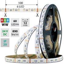 pásek LED ML-128.635.60.0 IP20 19,2W/m, RGB+WW teplá bílá DC 24V, 890lm/m, 12mm