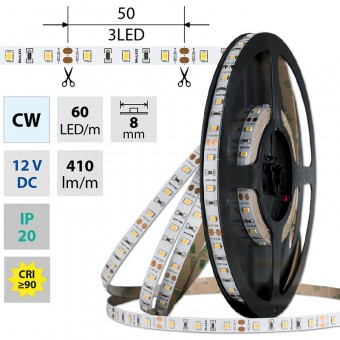 pásek LED ML-121.829.60.2 60LED/M 4,8W/m 12V DC IP20 410lm/m studená bílá bílá 6000K