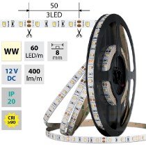 pásek LED ML-121.831.60.2  60LED, 4,8W/m, 12V teplá.bílá,400lm/m  CRI 90 IP20 bal50m