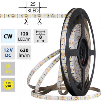 pásek LED ML-121.852.60.0 120LED/m 9,6W/m 12V DC 630lm/m CRI90 IP54 8mm