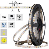 pásek LED ML-121.853.60.0 120LED/m 9,6W/m 12V DC 650lm/m CRI90 IP54 8mm neutrální bílá