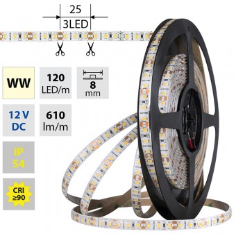 pásek LED ML-121.854.60.0 120LED/m 9W/m IP54 teplá bílá š.8mm