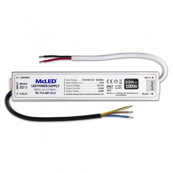 zdroj napájecí pro LED pásky 12V DC 100W (8,33A) IP67, hliník ML-732.087.45.0 ***