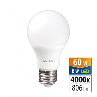 žárovka LED E27, 8W, 4000K, CRI 80, 806lm, 200° /ML-321.095.87.0/ náhrada 60W