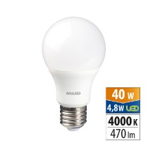 žárovka LED E27, 4,8W, 4000K, CRI 80, 470 lm, 200° use 360° /ML-321.097.87.0/