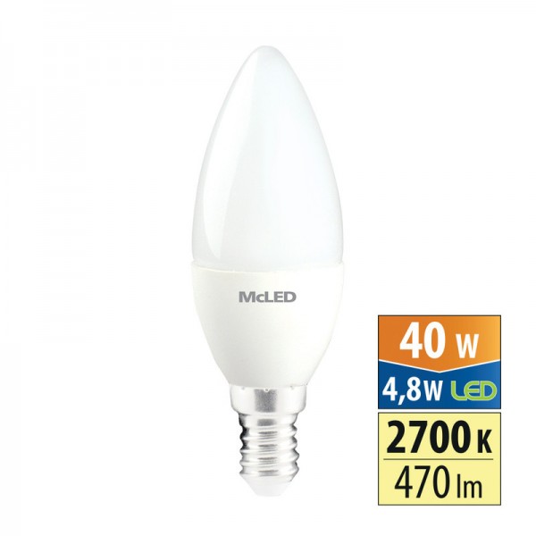 žárovka LED svíce E14, 4,8W, 2700K, CRI 80, 470 lm, 180° /ML-323.027.87.0/