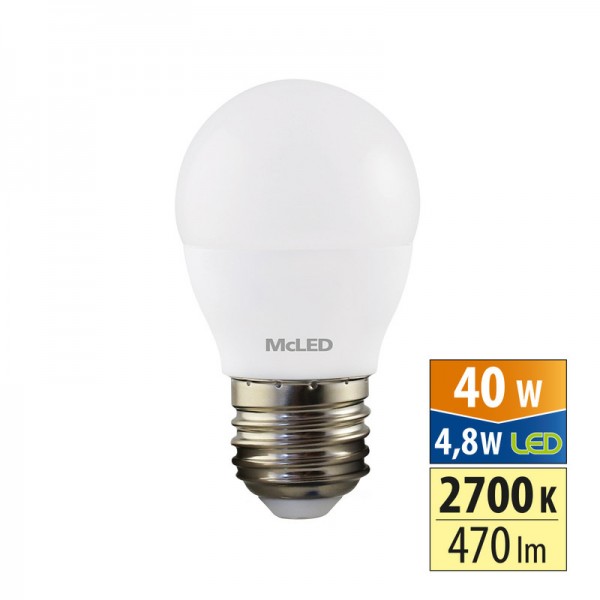 žárovka LED kapka E27, 4,8W, 2700 K, CRI 80, vyzař. úhel 200° /ML-324.033.87.0/