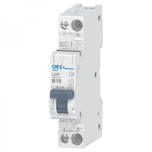 chránič In 10 A, Ue AC 230 V, charakteristika B, Idn 30 mA, 1+N-pól, šířka 1 modul, Icn 6 kA, typ AC LMF-10B-1N-030AC /OEZ:46653/ /***/
