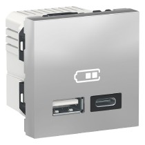 dvojitý nabíjecí USB konektor A+C 2.4A, 2M, Aluminium Unica NU301830