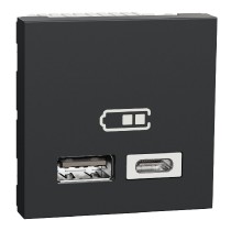 dvojitý nabíjecí USB konektor A+C 2.4A, 2M, Antracit Unica NU301854