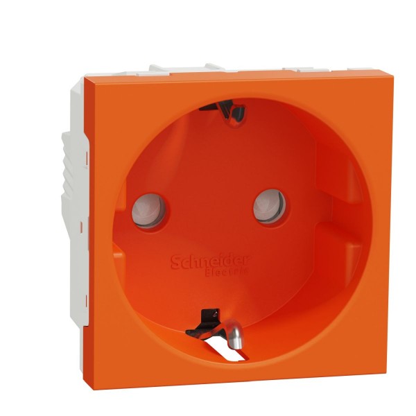 zásuvka SCHUKO 2P+E 250V/16A, clonky, šroubová, Oranžová Unica NU303761