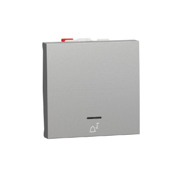 tlačítko s orientační kontrolkou řazení 1/0So "zvonek", 2M, Aluminium Unica NU320630CN
