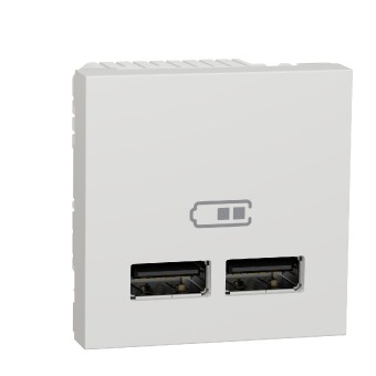 konektor  dvojitý nabíjecí USB A+A 2.1A, 2M, Bílý Unica NU341818