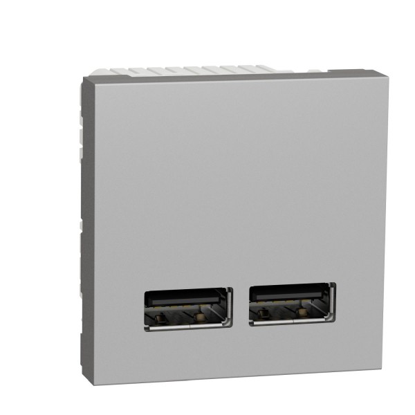 konektor dvojitý nabíjecí USB A+A 2.1A, 2M, Aluminium Unica NU341830