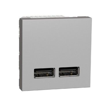 konektor  dvojitý nabíjecí USB A+A 2.1A, 2M, Aluminium Unica NU341830