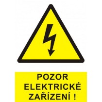 štítek "Pozor elektrické zařízení" A5 (15x21cm), samolepka