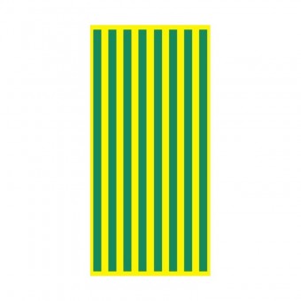 štítek "Označení ochranných vodičů" žlut.podkl, zel. pruhy 33x17cm, samolepka