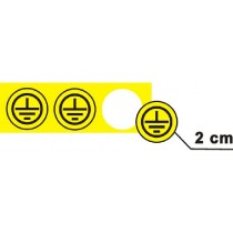 štítek "Znak uzemnění v kruhu" žlu.podkl, černý tisk, 2cm, samolepka