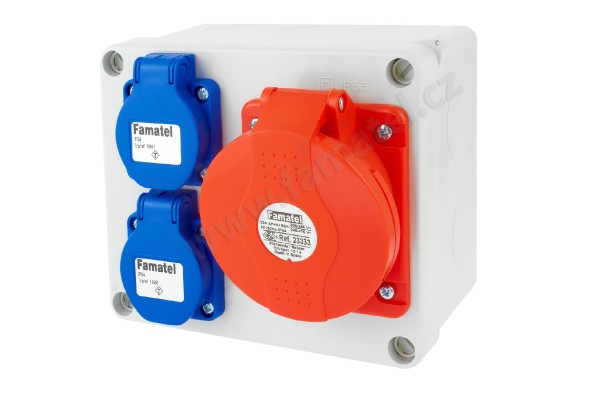krabice 3070 IP44 2x 230V, 1x400V/32A/5