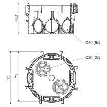 krabice přístrojová KP 67/3 Kopos rozteč 71mm_obr2