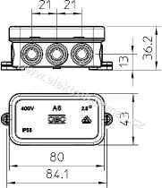 krabice odbočná OBO A6 rozměr 80x43x36mm, světle šedá /2000001/_obr2