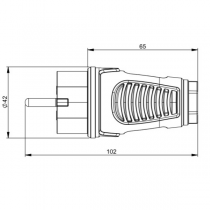 vidlice přímá, guma/polyamid, 16A/250V,  dvojí zemnící systém, IP54, černá/červená PCE 0521-sr_obr2