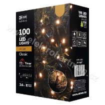 řetěz vánoční 100 LED 10M jantarová, časovač IP44 ZY1433T***_obr2