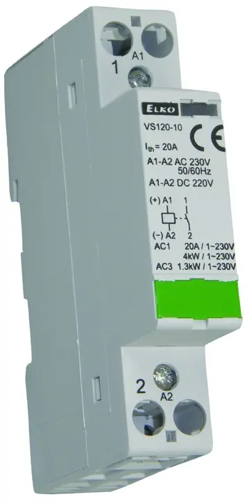 stykač modulový VS120-10 230V AC/DC 1x20A, 1x zapínací