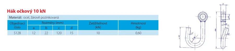 hák očkový 10 kN 5128
