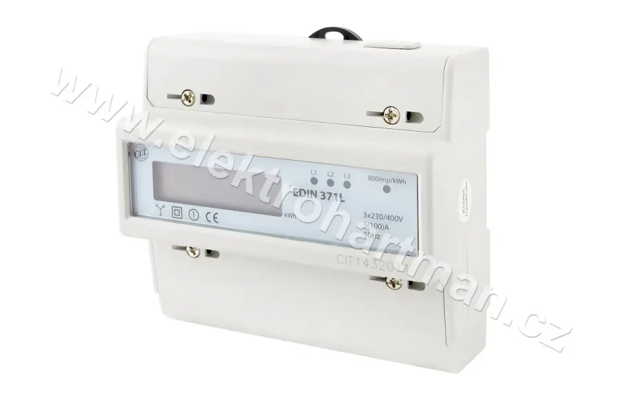 elektroměr modulový EDIN 371L, 100A, 7mod. LCD 3fáz. 1tarif, podružný
