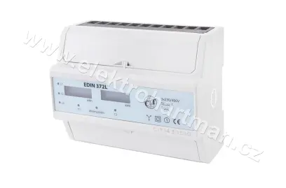 elektroměr modulový EDIN 372L, 100A, 7mod. LCD 3fáz. 2tarif, podružný