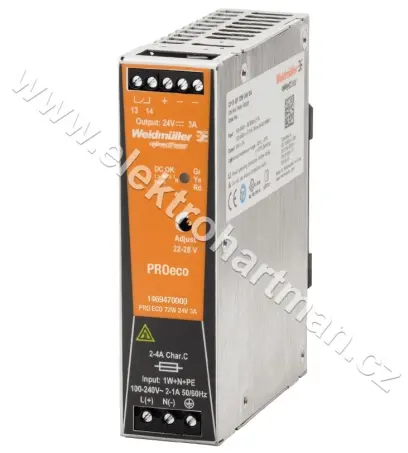 zdroj Weidmuller PRO ECO 72W 24V DC 3A /1469470000/ ***