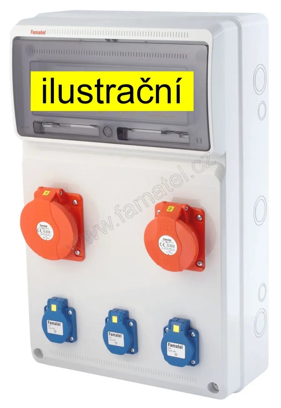 skříň zásuvková v455  3x230V 1x16/5,1x32/5  jistič+chránič IP44